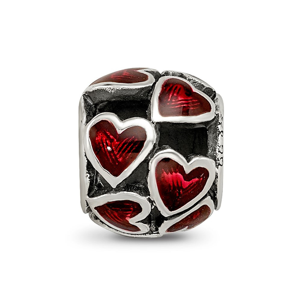 Sterling Silver Reflections Red Enamel Filigree Heart Bead