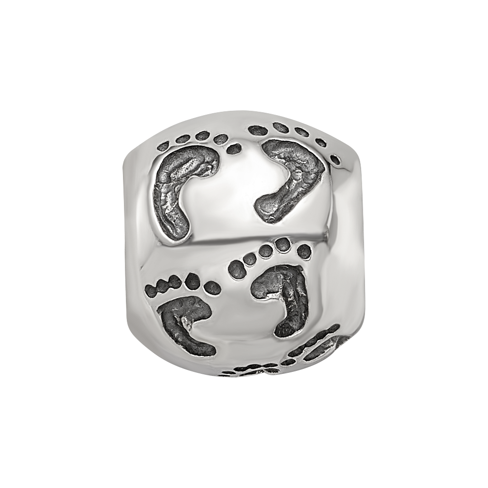 Sterling Silver Reflections Dad Mom & Baby Footprints Bead