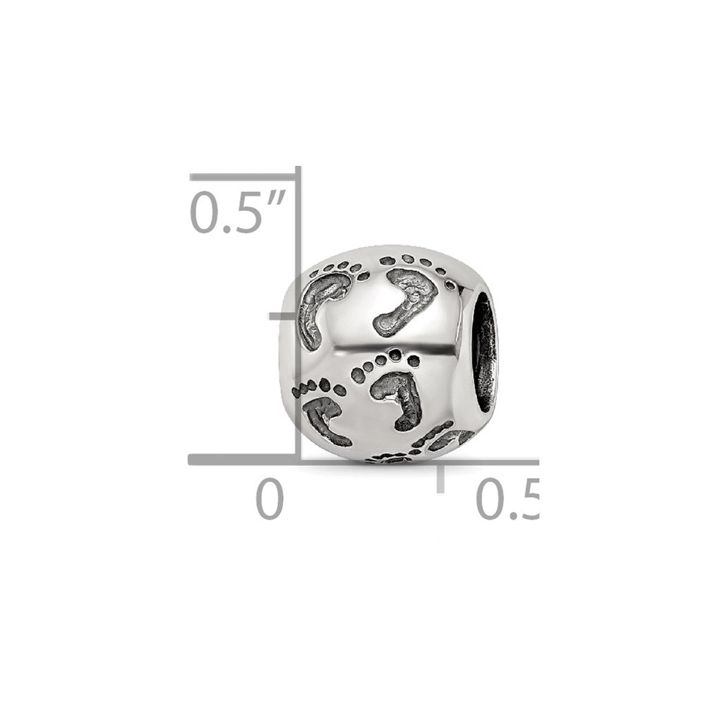 Sterling Silver Reflections Dad Mom & Baby Footprints Bead