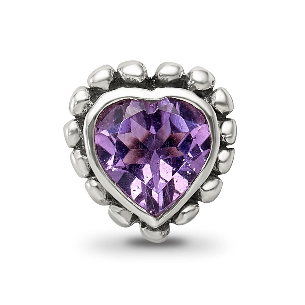 Sterling Silver Reflections Amethyst Heart Bead