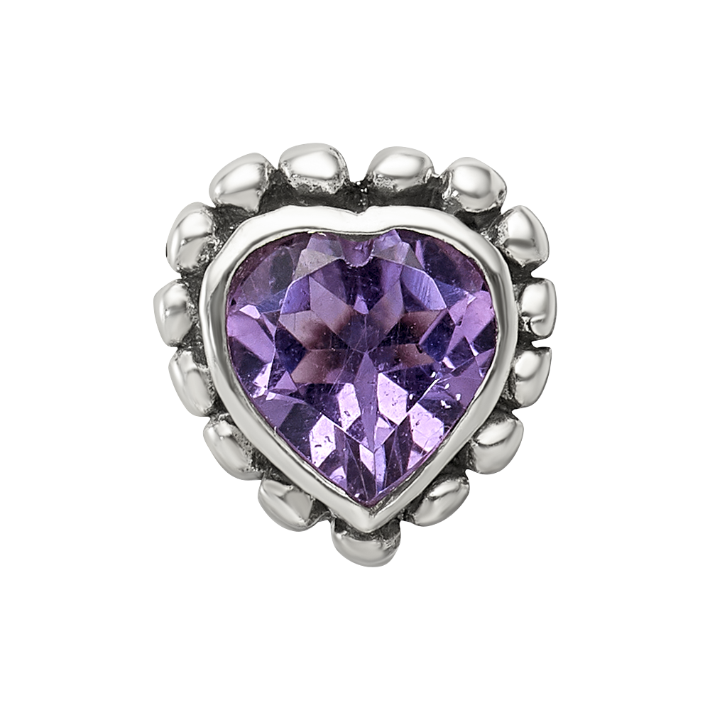 Sterling Silver Reflections Amethyst Heart Bead