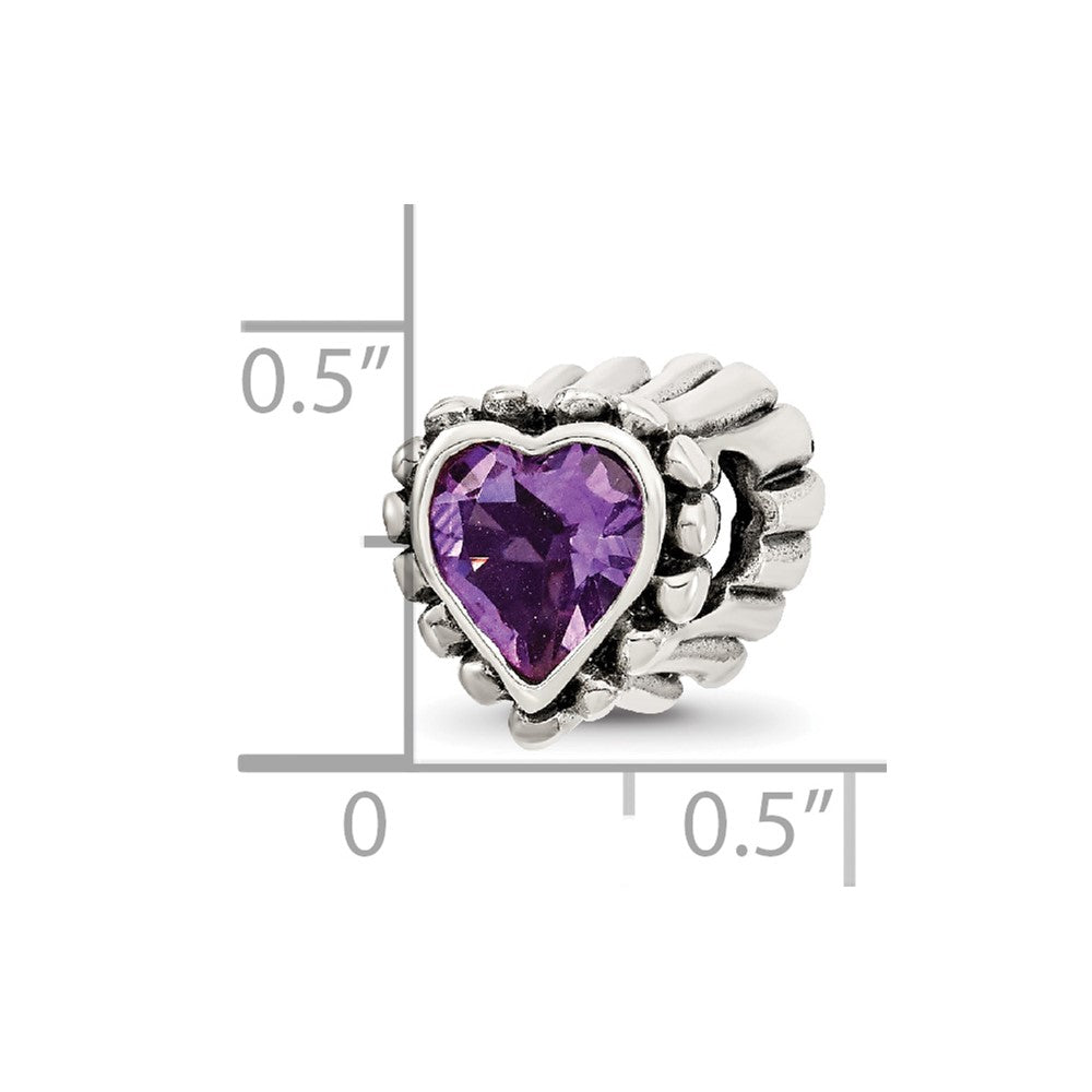 Sterling Silver Reflections Amethyst Heart Bead