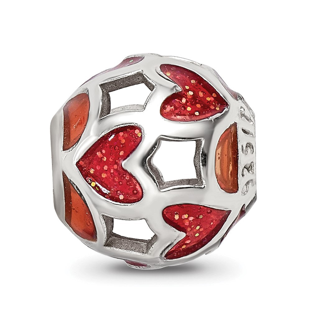 Sterling Silver Reflections Red Heart Enameled Bead