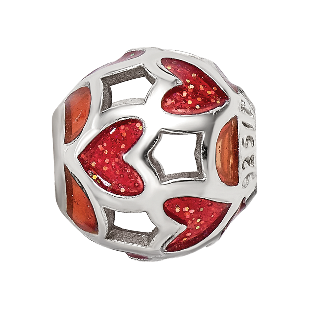 Sterling Silver Reflections Red Heart Enameled Bead