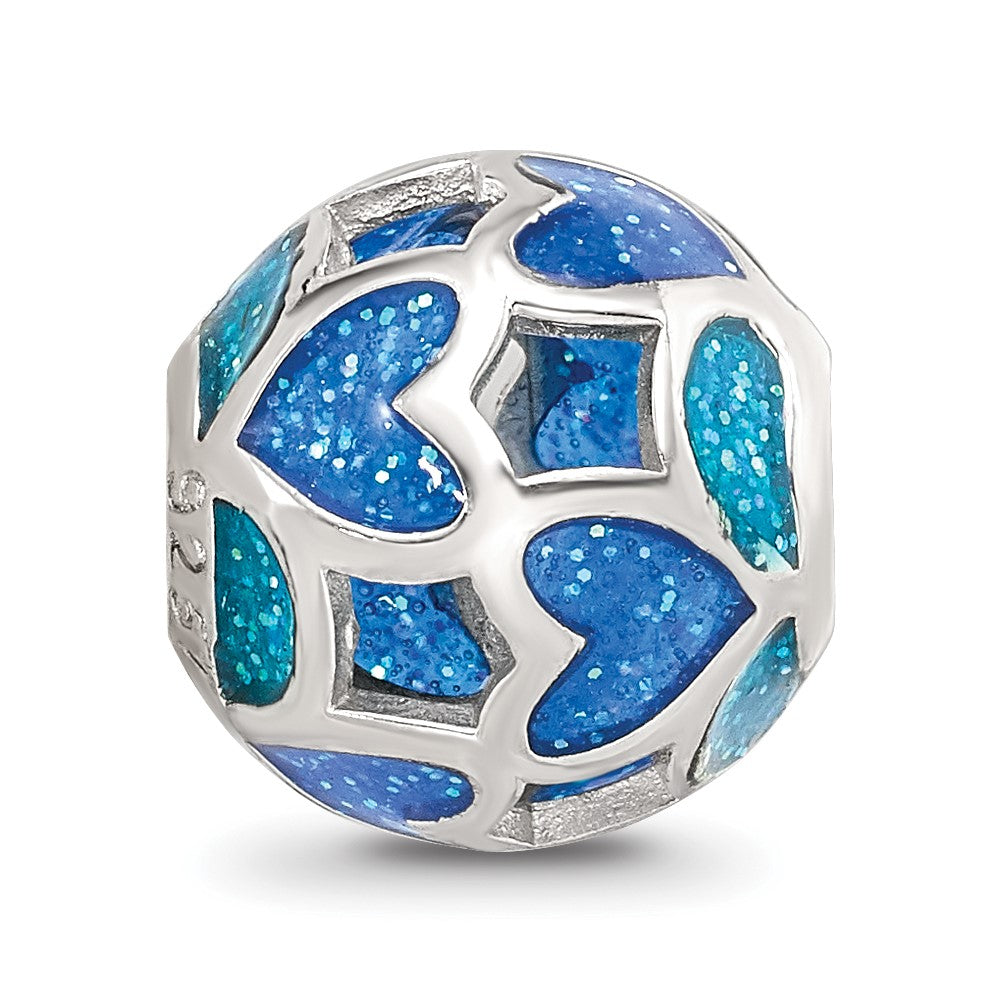 Sterling Silver Reflections Blue/Green Heart Enameled Bead
