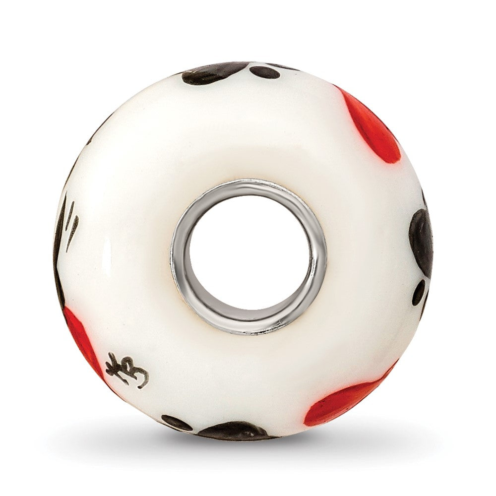 Ster.Silver Reflections Hand Painted Muttley Dog Fenton Glass Bead