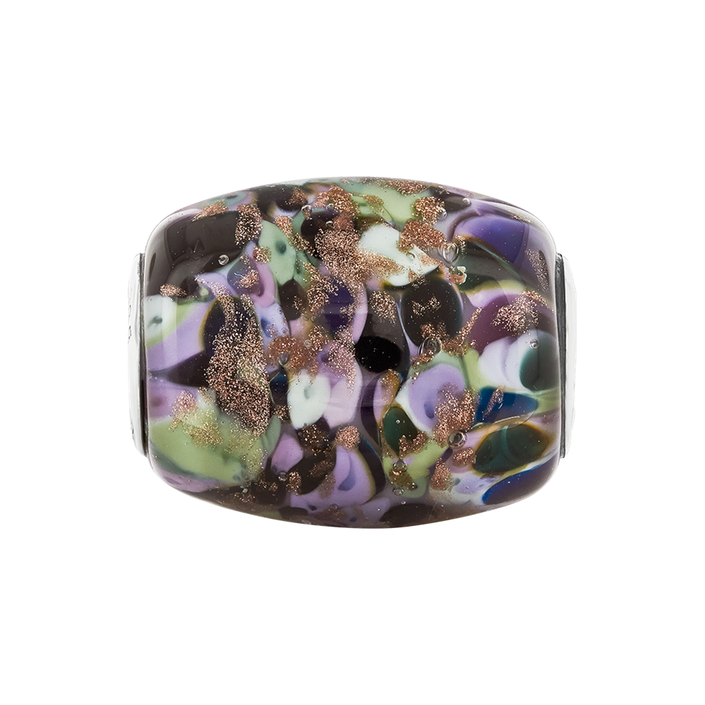 Ster.Silver Reflections Glitter African Violet Fenton Glass Bead