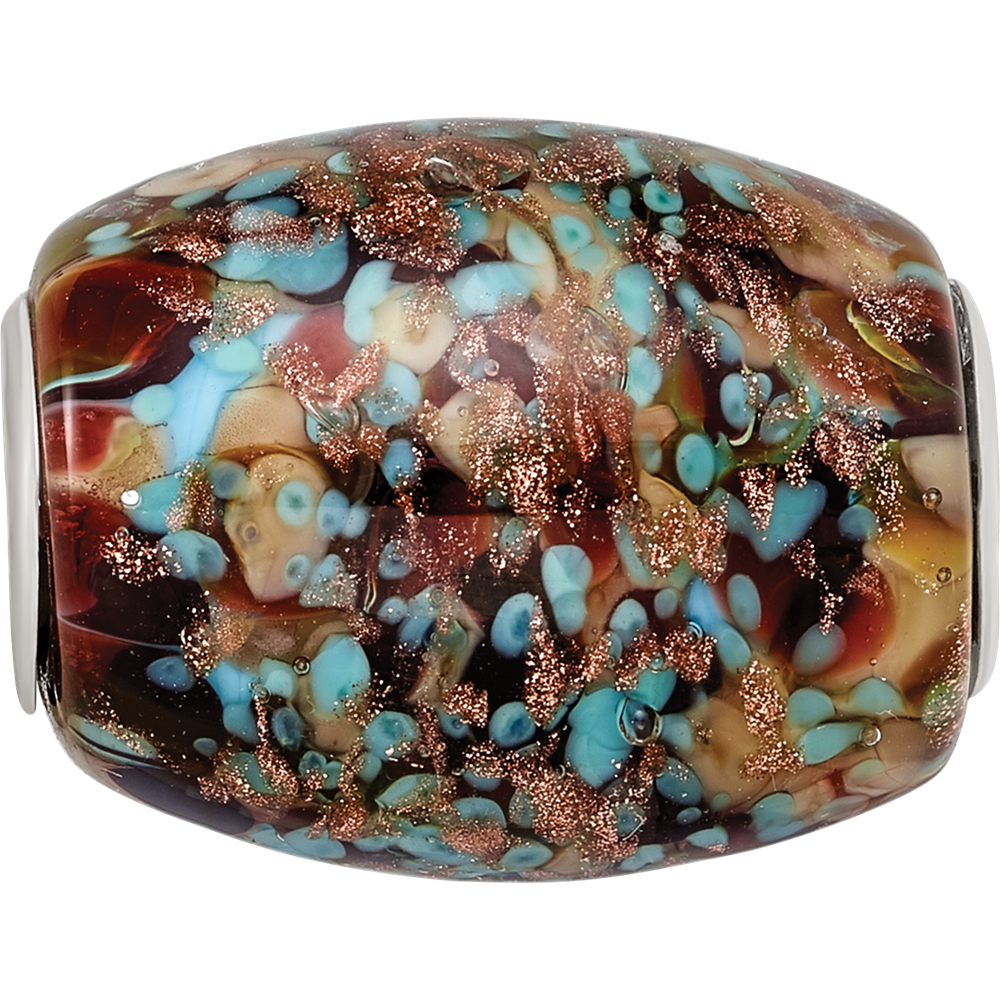 Ster.Silver Reflections Multi-color Glitter Desert Sunset Fenton Glass Bead