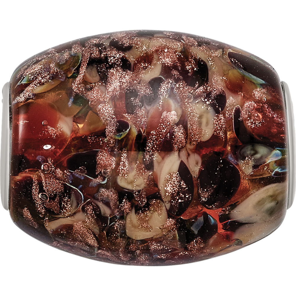 Ster.Silver Reflections Multi-color Glitter Kalico Kitty Fenton Glass Bead