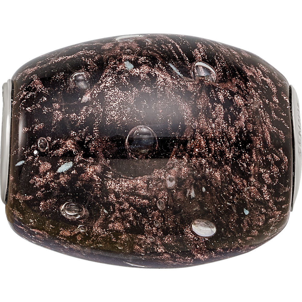 Ster.Silver Reflections Black Glitter Midnight Illusions Fenton Glass Bead