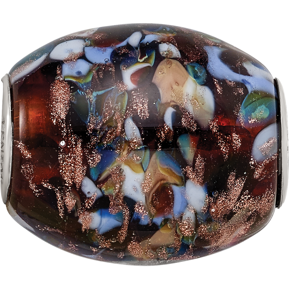 Ster.Silver Reflections Multi-color Glitter Country Girl Fenton Glass Bead