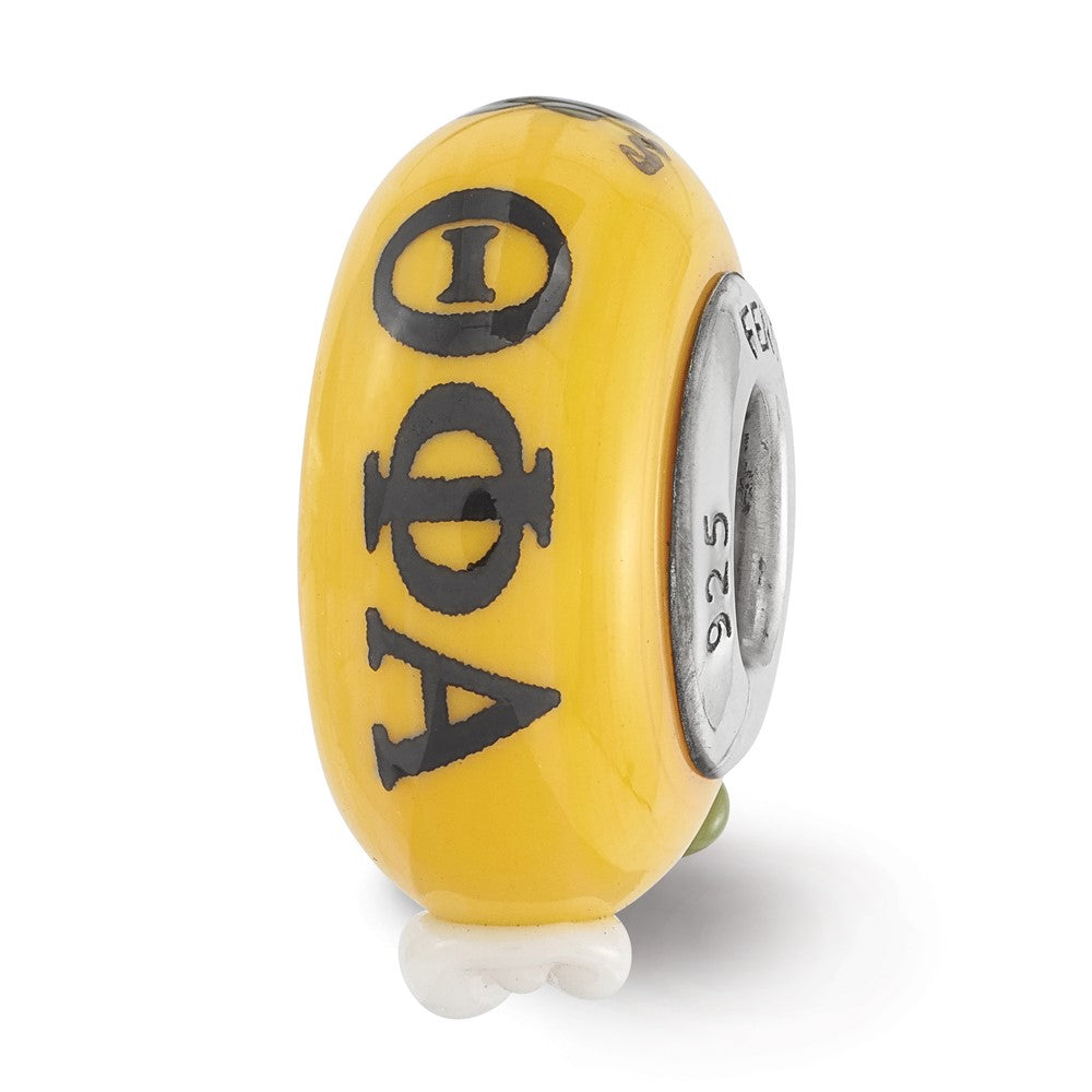 Ster.Silver Reflections Hand Painted Theta Phi Alpha Fenton Glass Bead