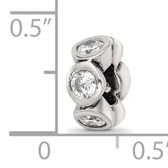 Sterling Silver Reflections CZ Bead Size: 10MM X 3.64MM