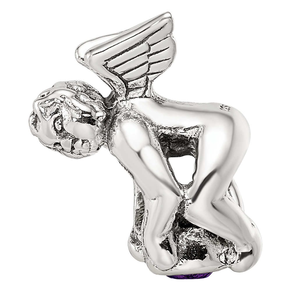 Sterling Silver Reflections February CZ Antiqued Bead