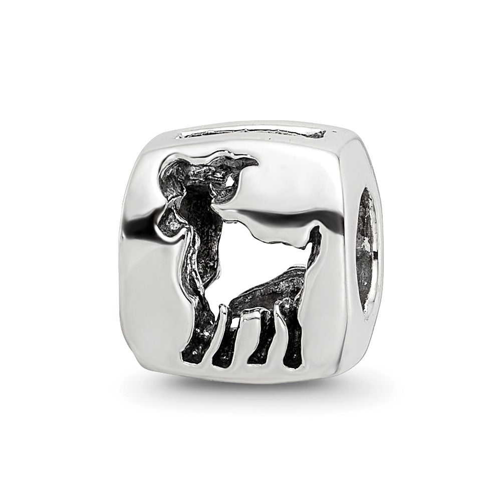 Sterling Silver Reflections Aries Zodiac Antiqued Bead