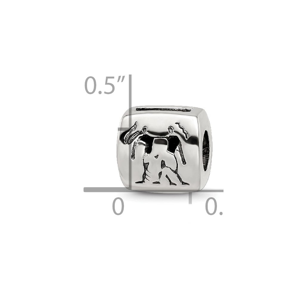 Sterling Silver Reflections Gemini Zodiac Antiqued Bead