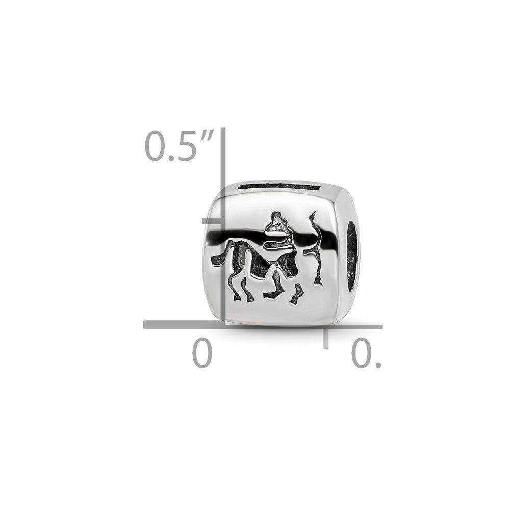 Sterling Silver Reflections Sagittarius Zodiac Antiqued Bead