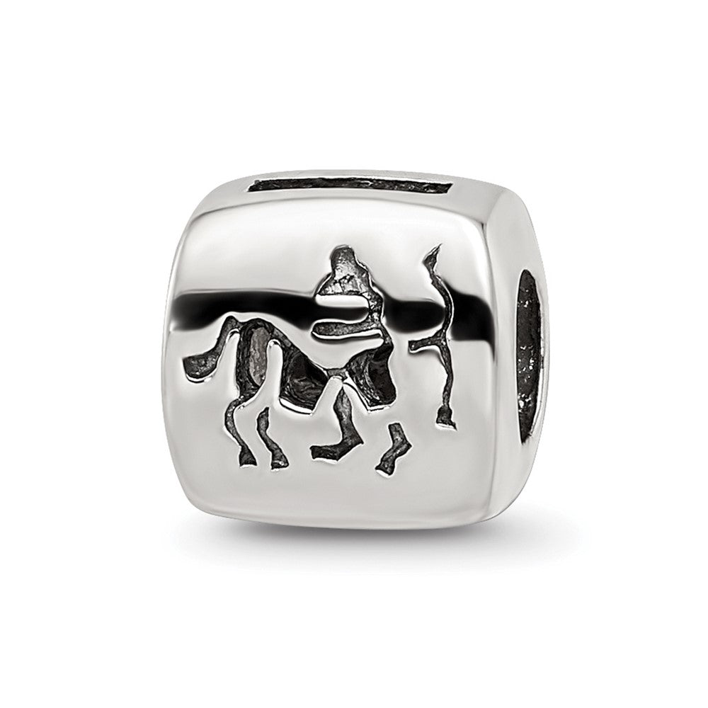 Sterling Silver Reflections Sagittarius Zodiac Antiqued Bead