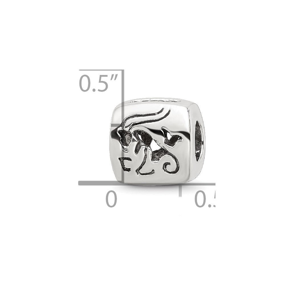 Sterling Silver Reflections Capricorn Zodiac Antiqued Bead
