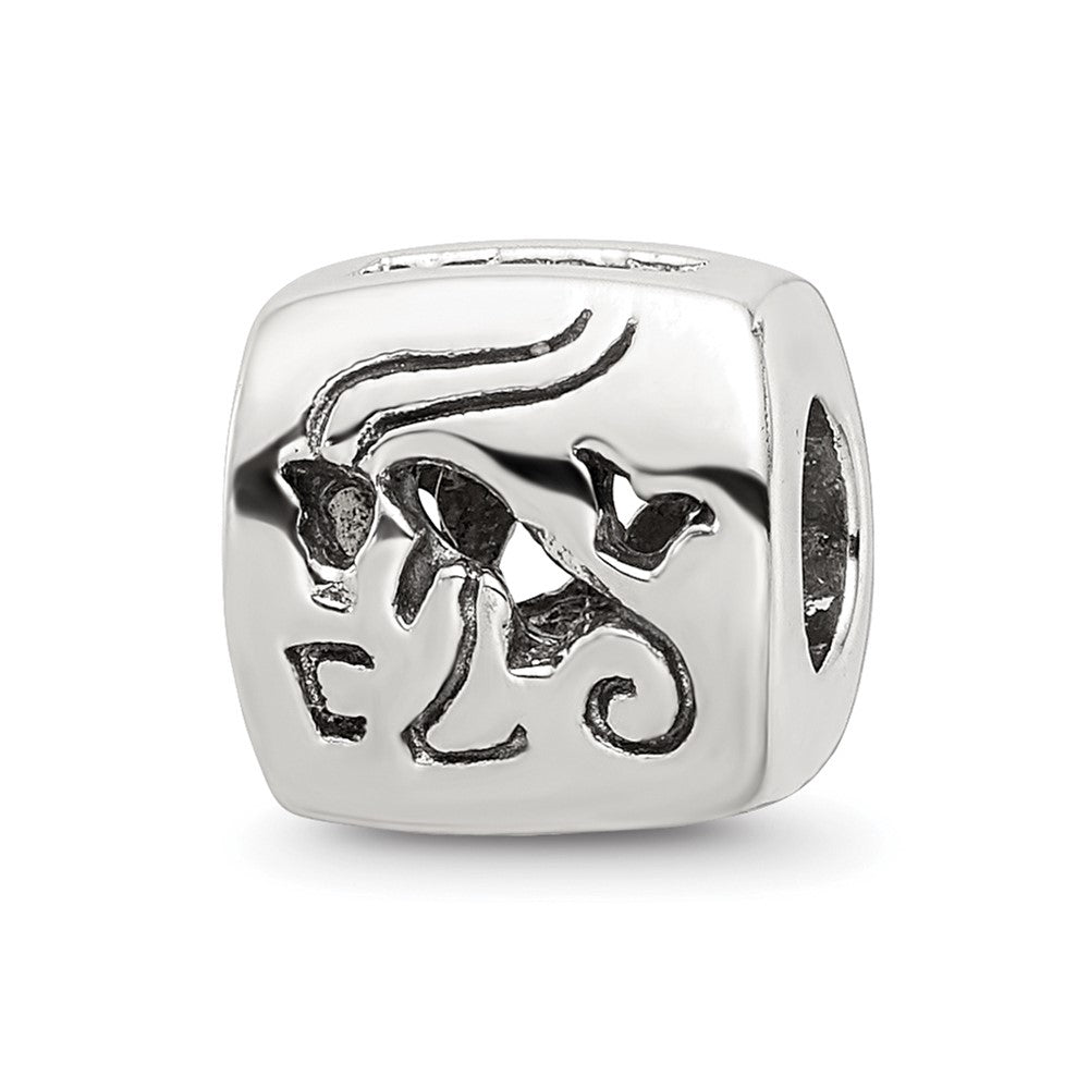 Sterling Silver Reflections Capricorn Zodiac Antiqued Bead
