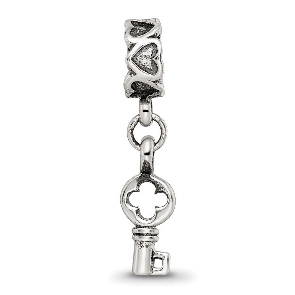 Sterling Silver Reflections Key Dangle with Hearts Bead
