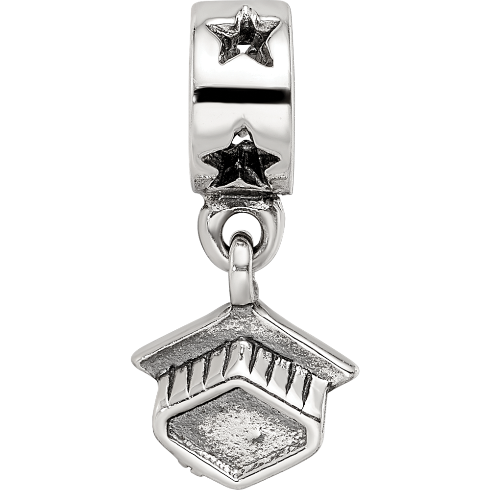 Sterling Silver Reflections Graduation Cap Dangle Bead