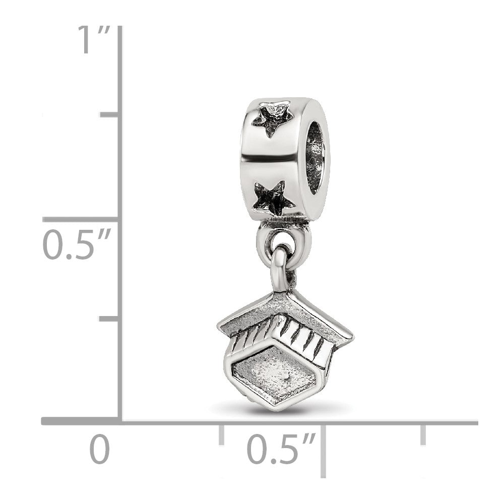 Sterling Silver Reflections Graduation Cap Dangle Bead