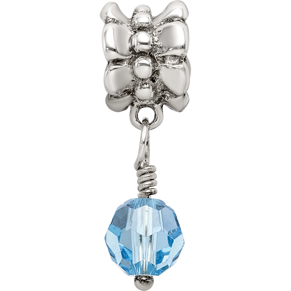 Sterling Silver Reflections Blue Preciosa Crystal Dangle Bead
