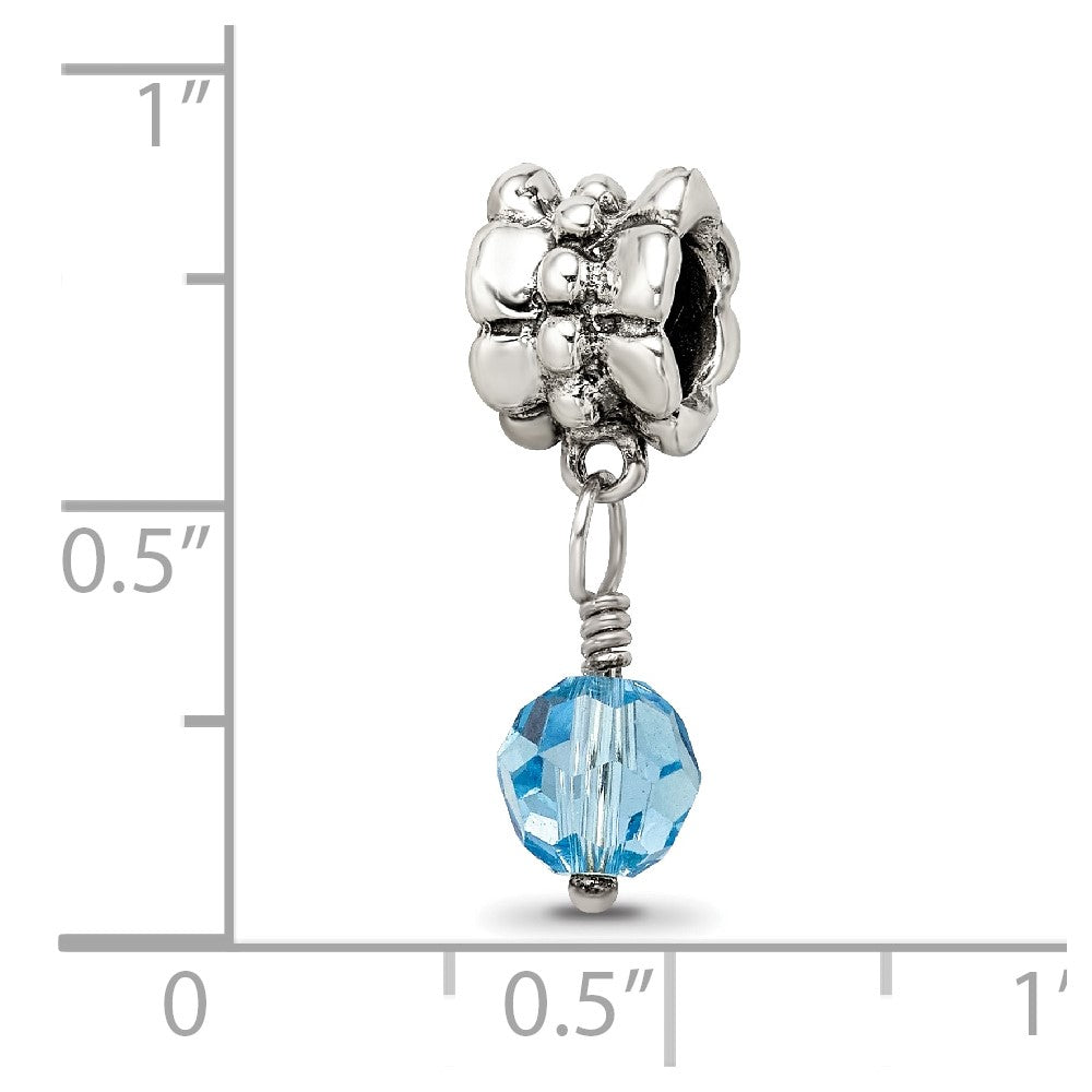 Sterling Silver Reflections Blue Preciosa Crystal Dangle Bead