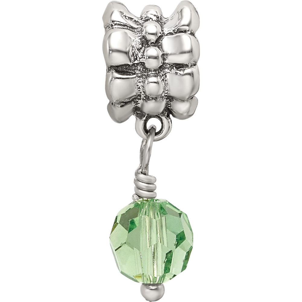 Sterling Silver Reflections Green Preciosa Crystal Dangle Bead