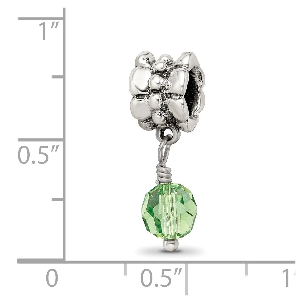 Sterling Silver Reflections Green Preciosa Crystal Dangle Bead