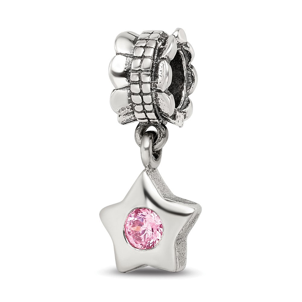 Sterling Silver Reflections Pink CZ Star Dangle Bead