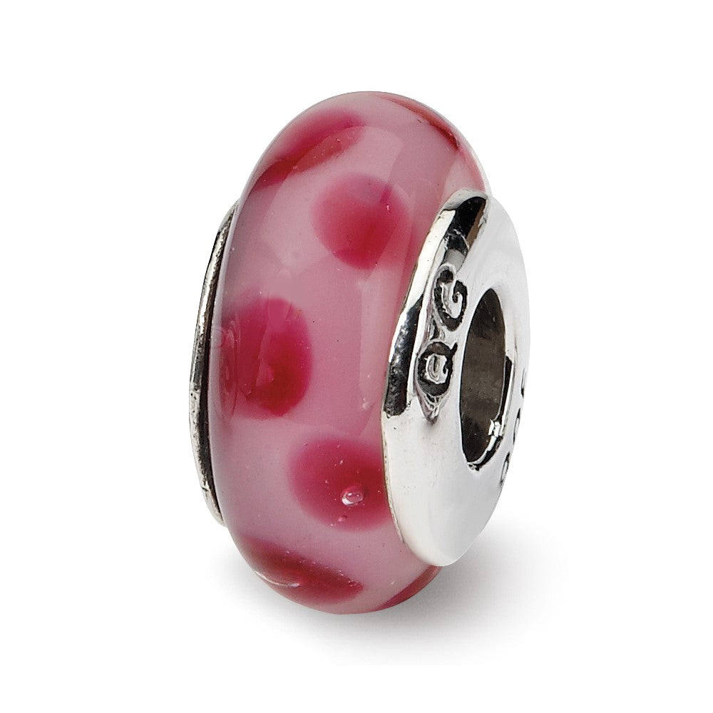 Sterling Silver Reflections Pink Hand-blown Glass Bead