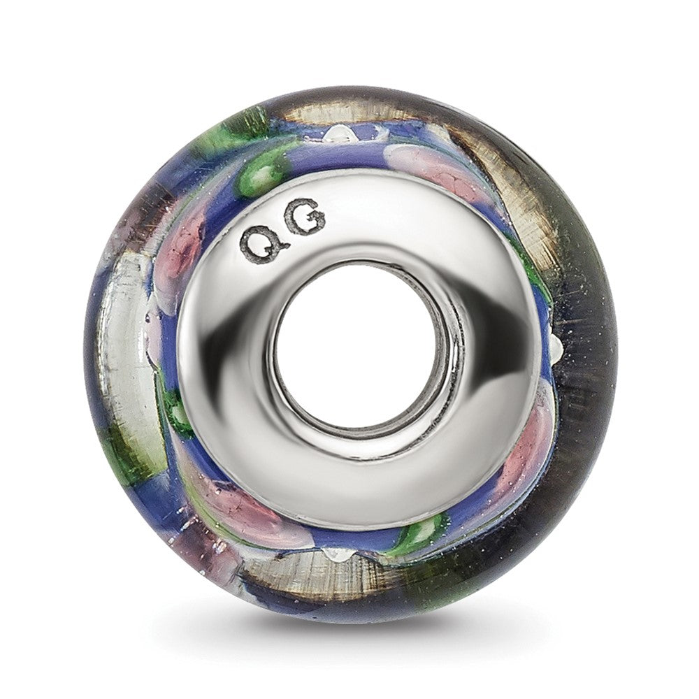 Sterling Silver Reflections Blue/Pink Hand-blown Glass Bead