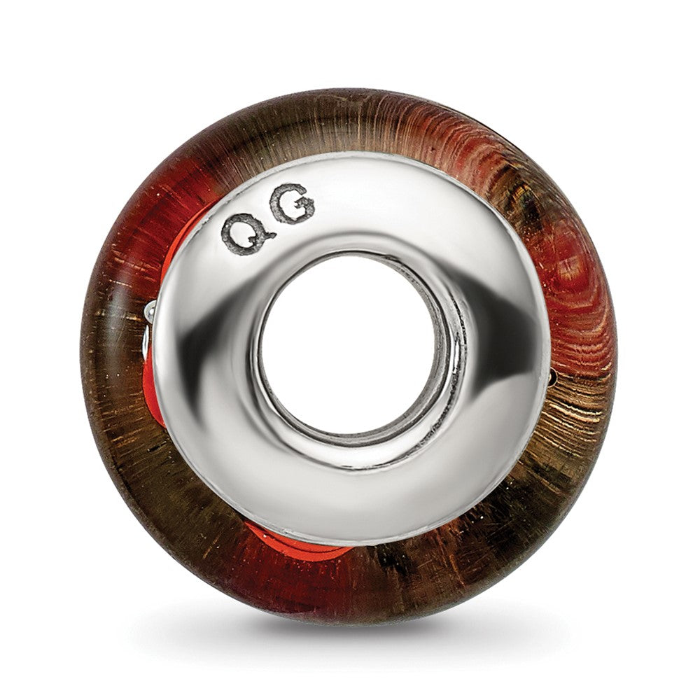 Sterling Silver Reflections Red/Black Hand-blown Glass Bead