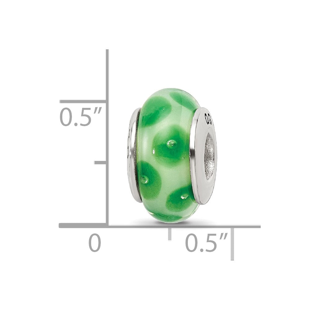Sterling Silver Reflections Green Hand-blown Glass Bead