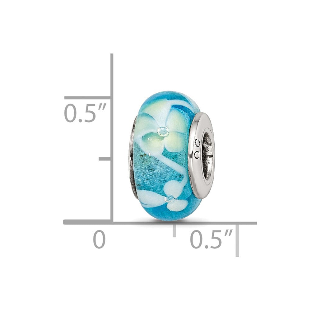 Sterling Silver Reflections Blue/Yellow Hand-blown Glass Bead