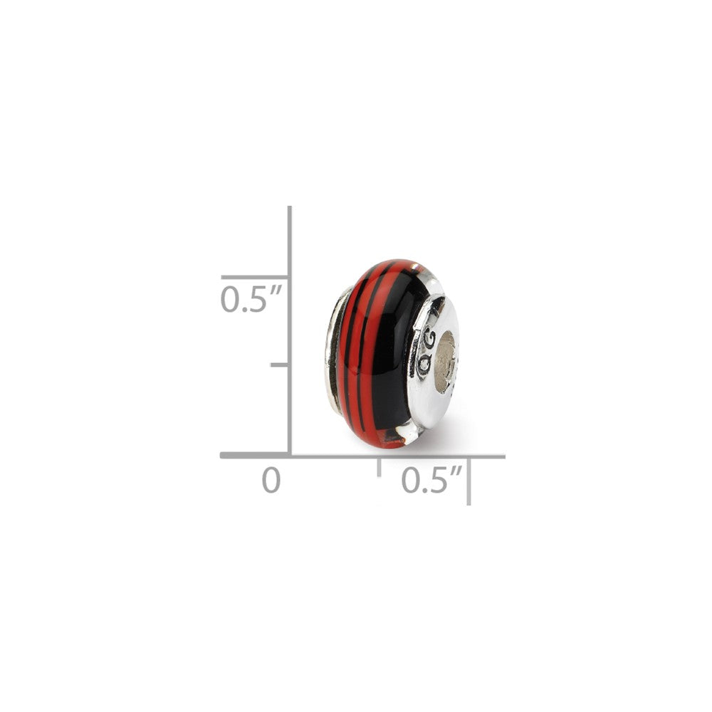 Sterling Silver Reflections Black/Red Hand-blown Glass Bead