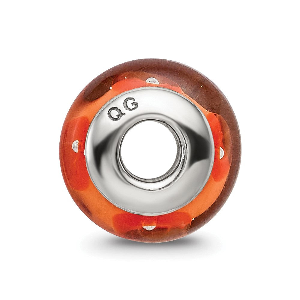 Kids Collection Sterling Silver Hand-blown Orange Glass Reflections Bead