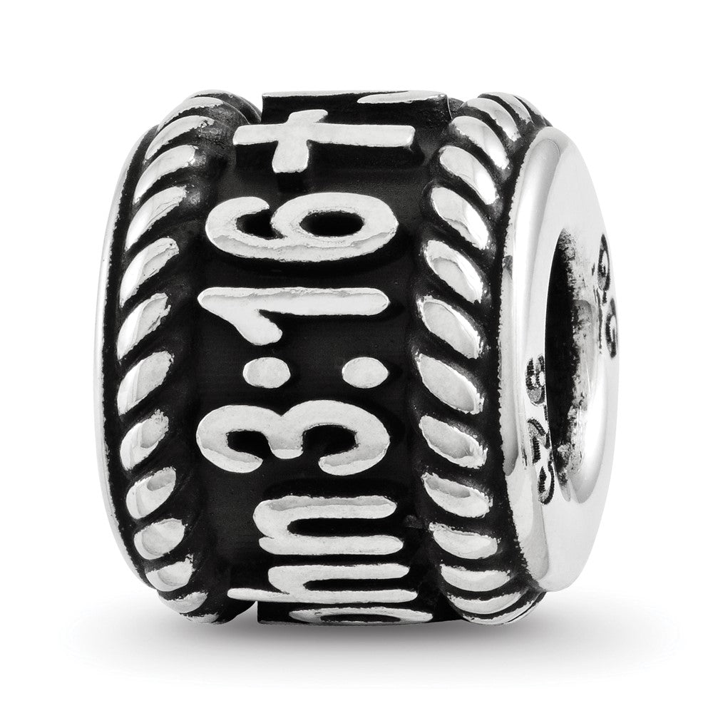 Sterling Silver Reflection Rope Boarder and Cross Personalized Bead