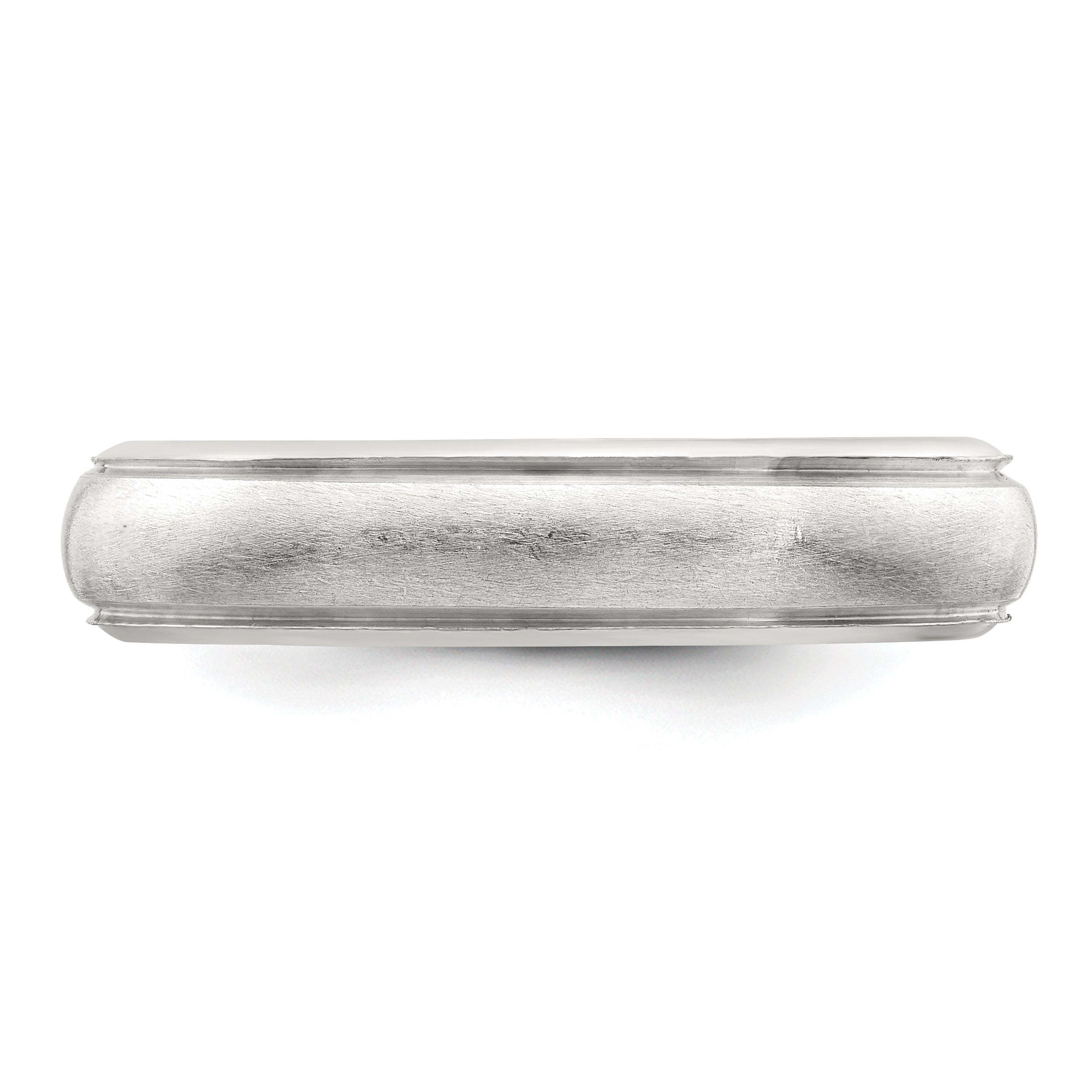 Sterling Silver 5mm Satin Half Round with Edge Lines Size 7 Band