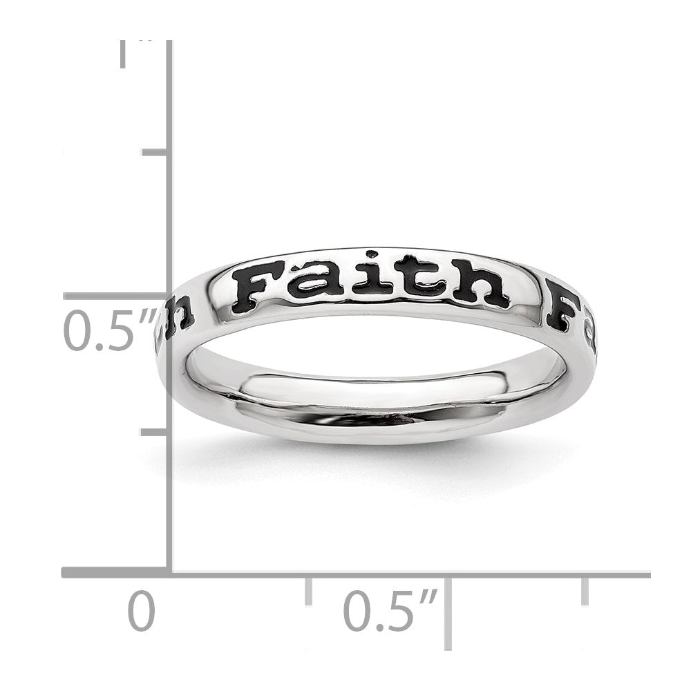 Sterling Silver Stackable Expressions Polished Enameled Faith Ring