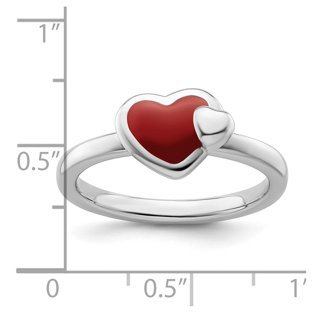 Sterling Silver Stackable Expressions Polished Red Enameled Heart Ring