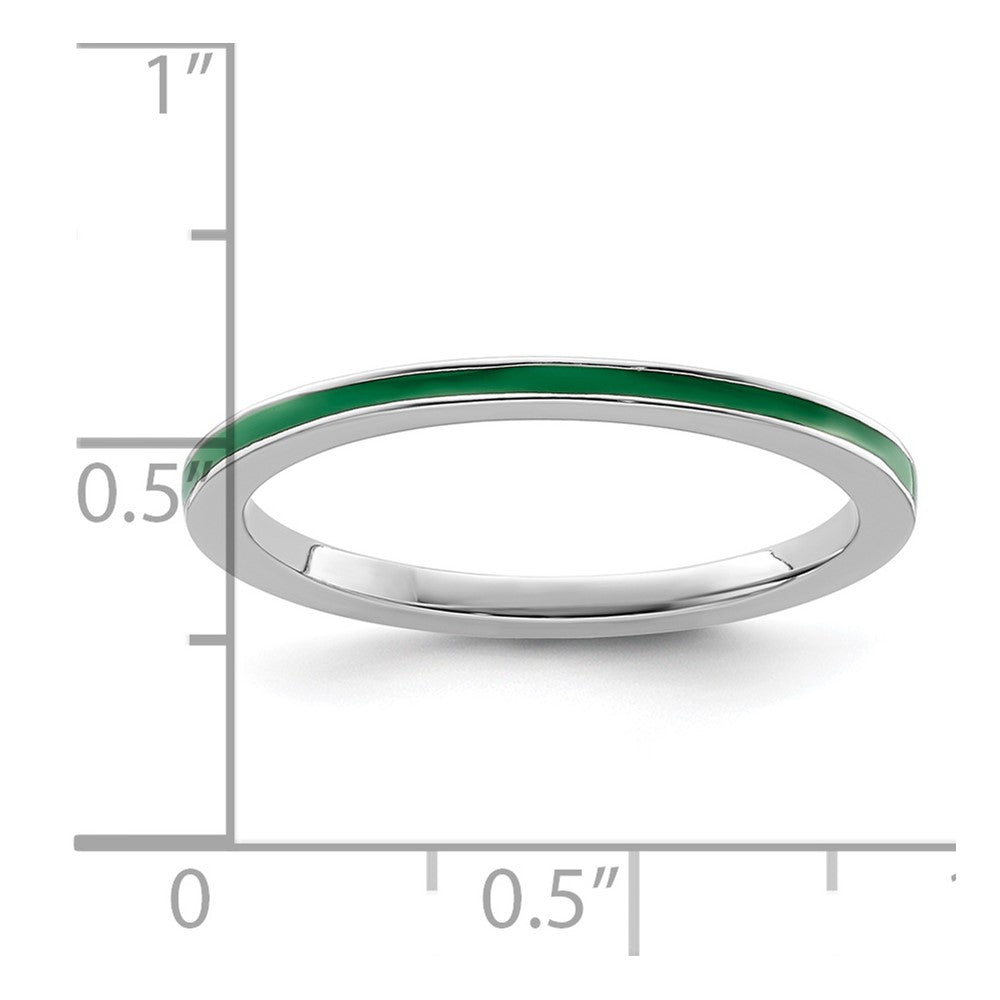 Sterling Silver Stackable Expressions Green Enameled 1.5mm Ring