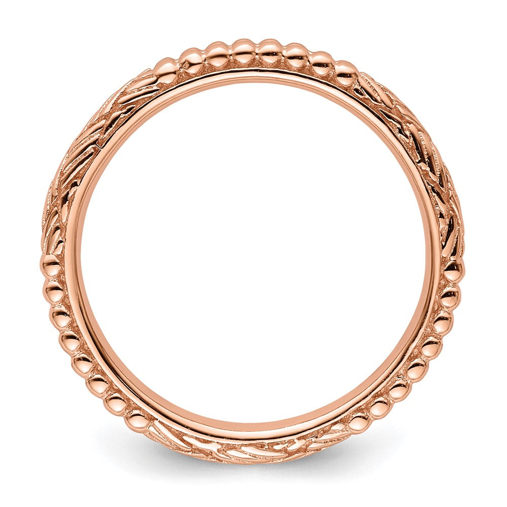 Sterling Silver Stackable Expressions Rose Gold-plated Patterned Ring