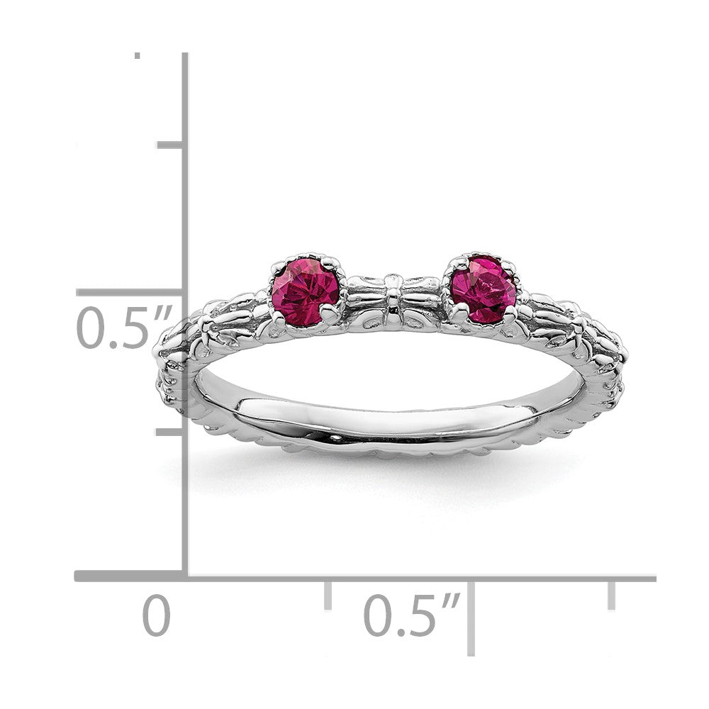 Sterling Silver Stackable Expressions Created Ruby Two Stone Ring