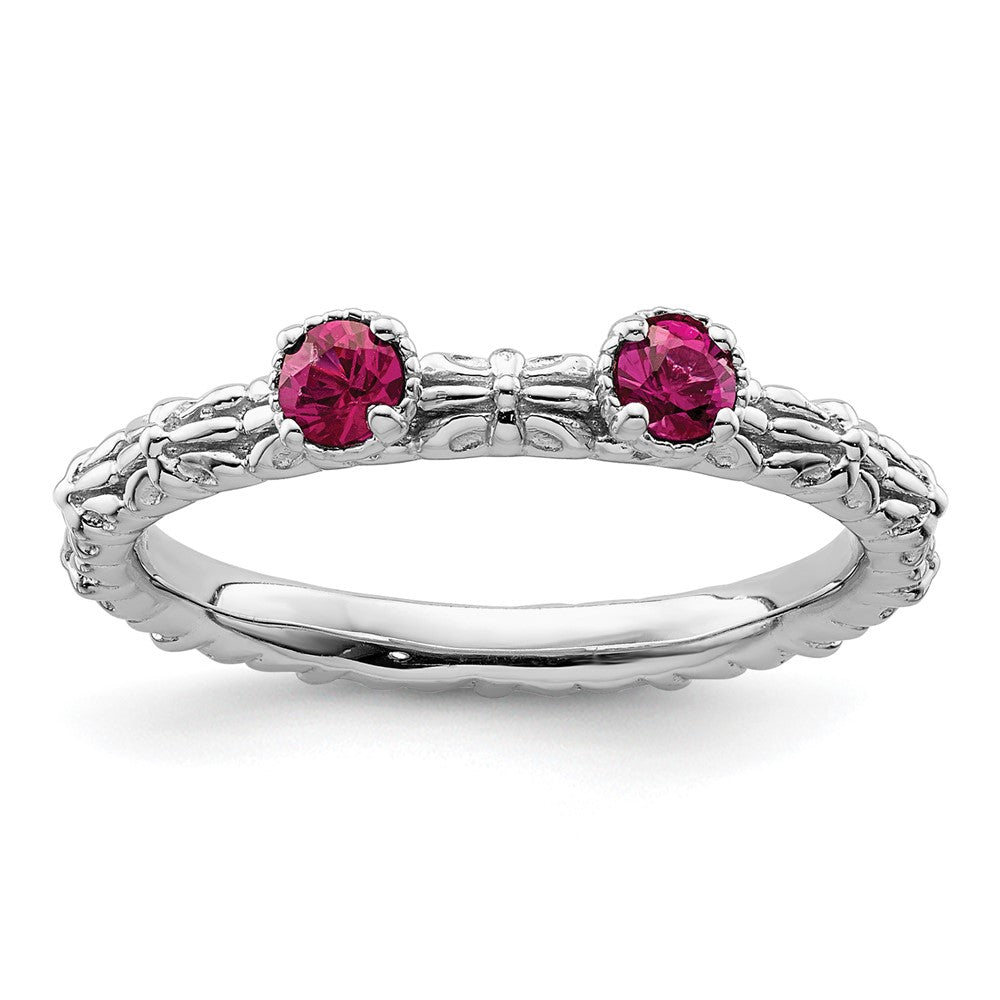Sterling Silver Stackable Expressions Created Ruby Two Stone Ring