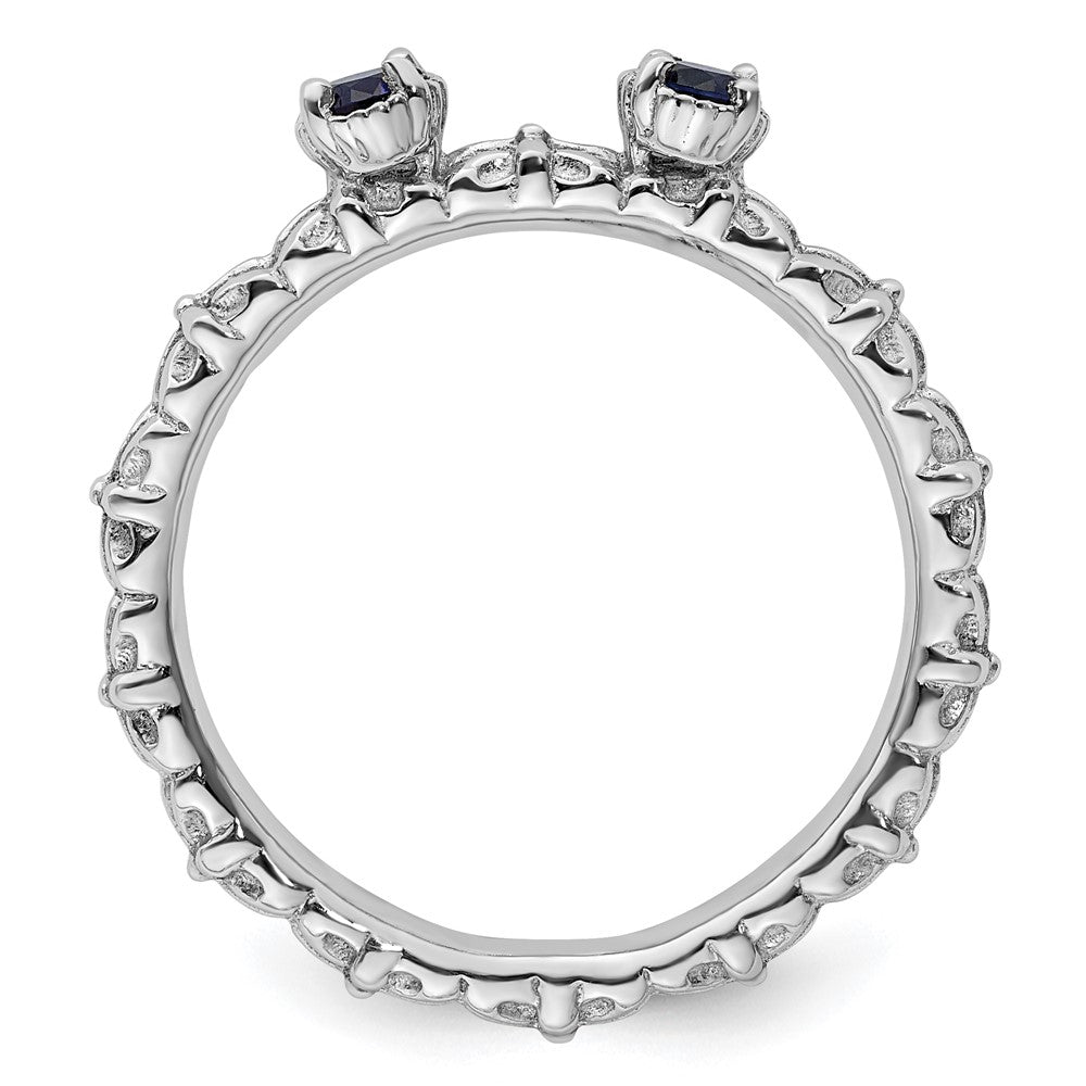 Sterling Silver Stackable Expressions Created Sapphire Two Stone Ring