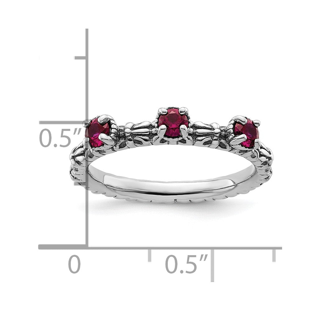 Sterling Silver Stackable Expressions Created Ruby Three Stone Ring