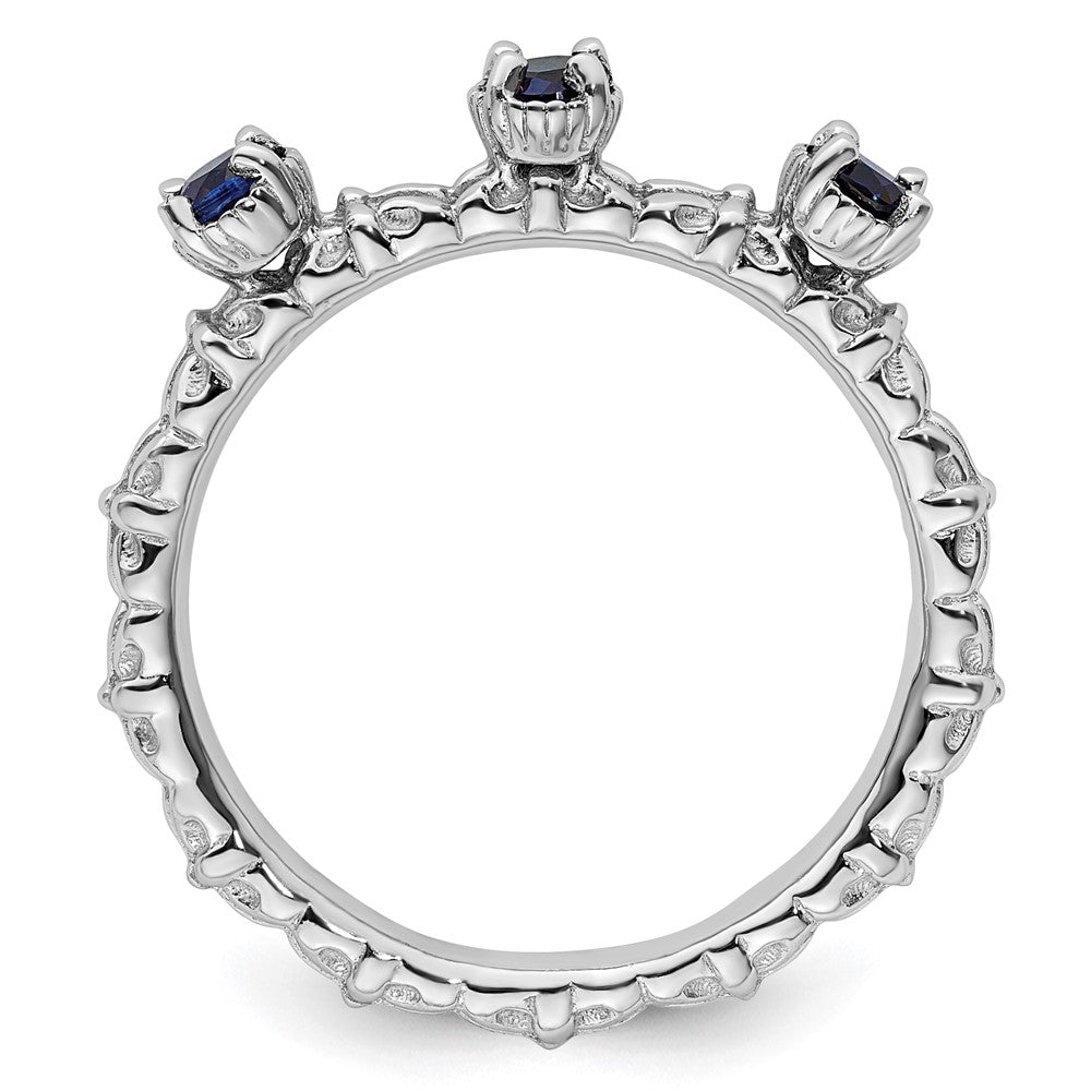 Sterling Silver Stackable Expressions Created Sapphire Three Stone Ring